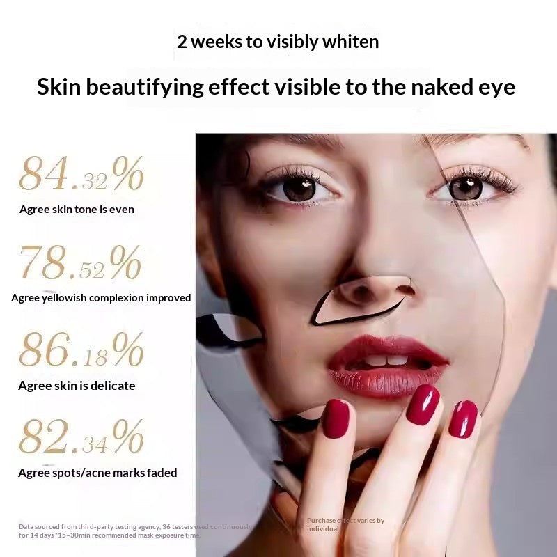 Imagen que muestra resultados de un tratamiento de belleza en 2 semanas con datos sobre la mejora de la piel.