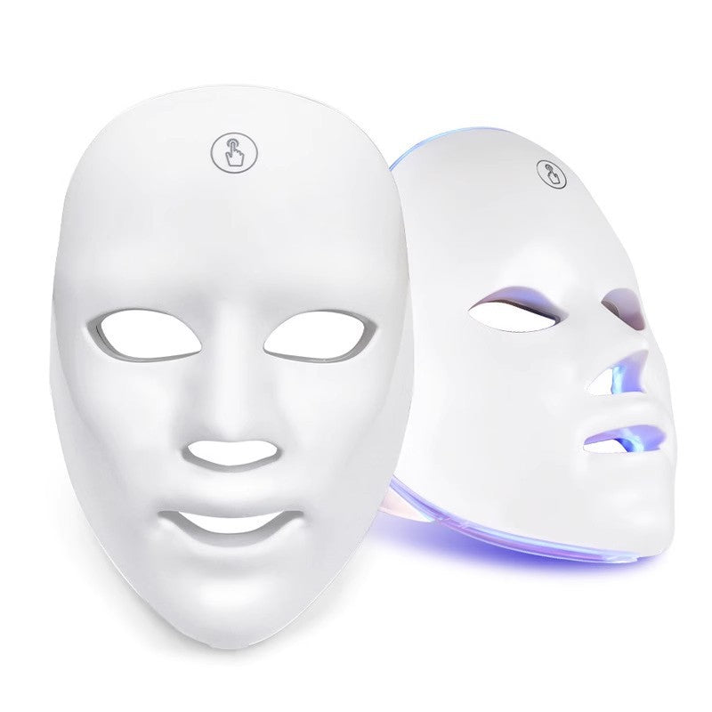 LED Facial Mask, dispositivo de belleza en casa, terapia de luz roja y azul, tecnología de fotón para el cuidado de la piel.