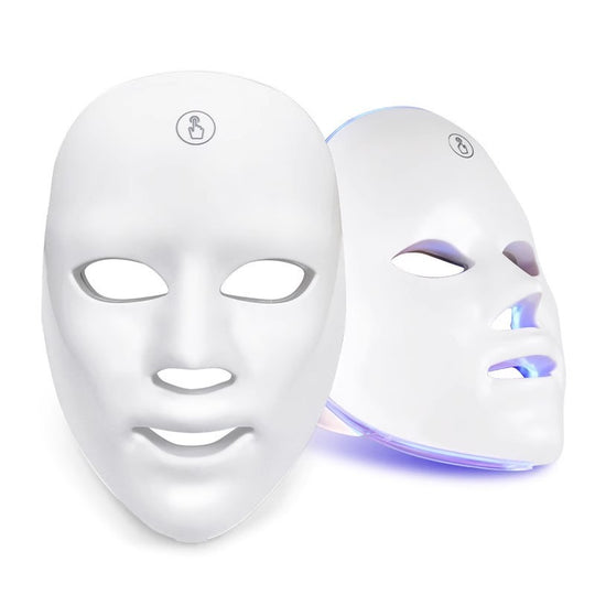 LED Facial Mask, dispositivo de belleza en casa, terapia de luz roja y azul, tecnología de fotón para el cuidado de la piel.